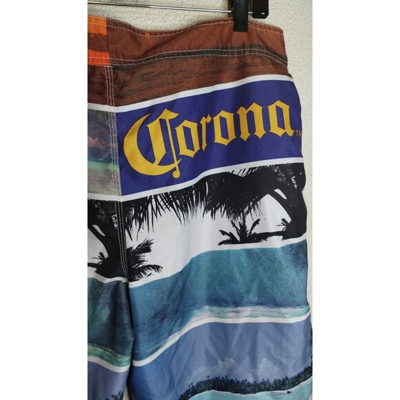 Corona Extra Beer Multicolor Palm Trees Hawaiian Board Shorts Swim Shorts (36) - Picture 6 of 9